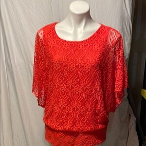 Red Flutter Sleeve Boxy Blouse